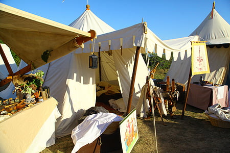 medieval festival, tent, camp, knight, weapons, armor, festival