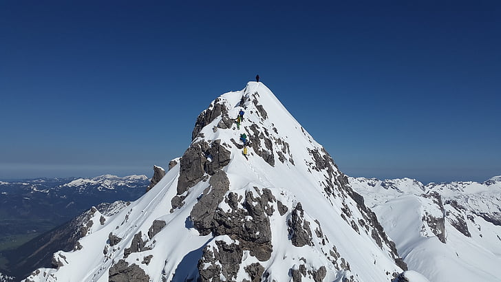 κορυφή βουνού, Σύνοδος Κορυφής, βουνό, Χειμώνας, ορειβάτης, μεγάλη Ουάιλντερ, Allgäu