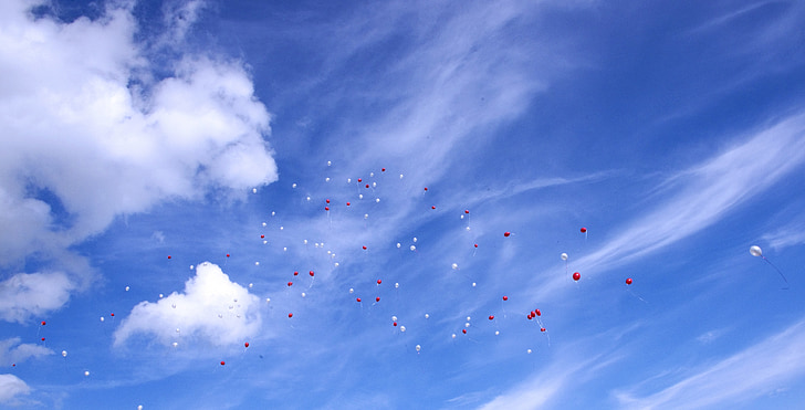 sky, balloons, blue