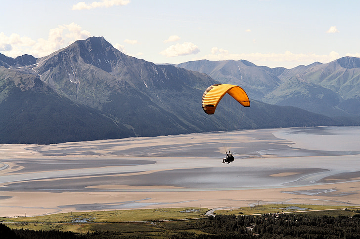 parasailing, Aljaška, obloha, krajina, Příroda, venkovní, malebný