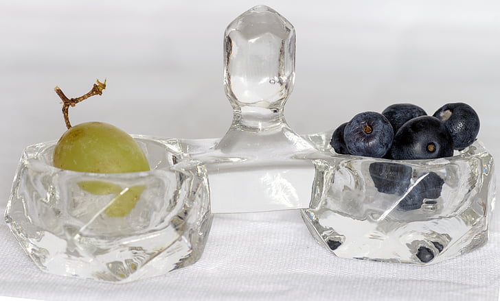 shell, Crystal bowl, Blueberry, druif