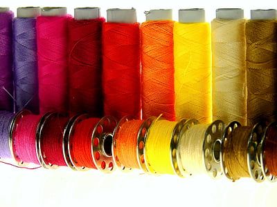 hilado, hilo de rosca, coser, carrete de hilo, colorido, hilo de coser, artículos de mercería