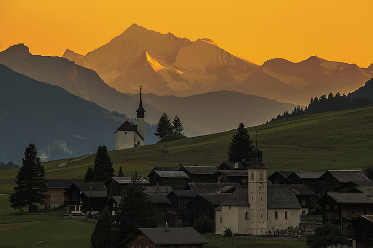 Zwitserland, Schweiz, Sonnenuntergang, Goms, Gluringen, Europa, de bergen
