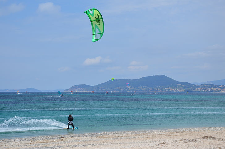 Kitesurfen, Strand, Meer