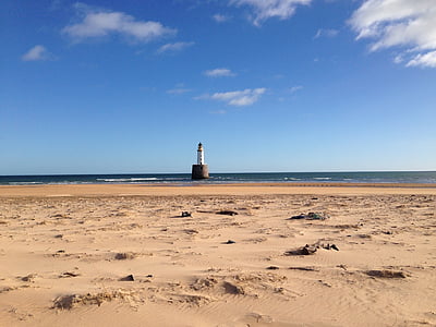beach, lighthouse, sea, sand, landscape, horizon, rattray