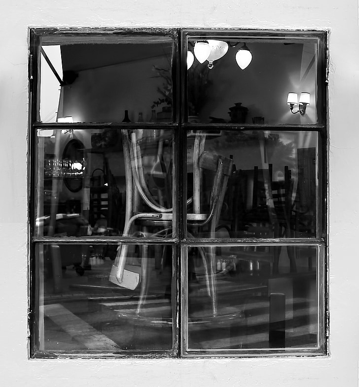 window, coffe, chairs, café, furniture, decoration, black And White