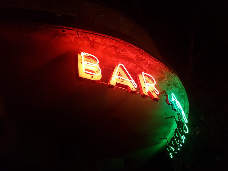 bar, night, cocktail, neon