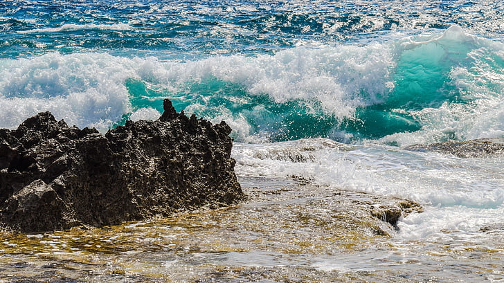 sziklás part, hullám, Lenyûgözõ, hab, spray, tenger, természet