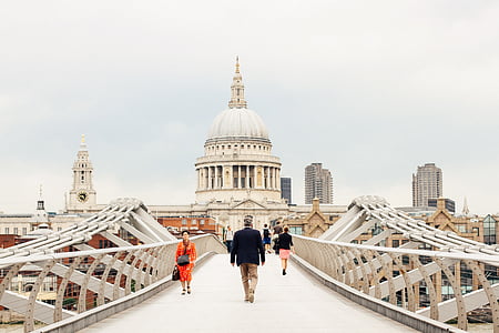 Beton, yabancı, Bina, Londra, insanlar, Köprü, St Paul Katedrali
