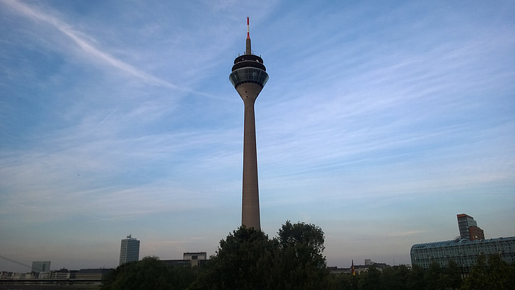 tv 타워, 뒤셀도르프, 독일, 아키텍처, niederrhein, 스카이 라인, 송신 탑