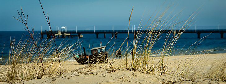 pludmale, zvejas laiva, smilšu pludmales, Baltijas jūrā, kāpas, brīvdiena, jūra