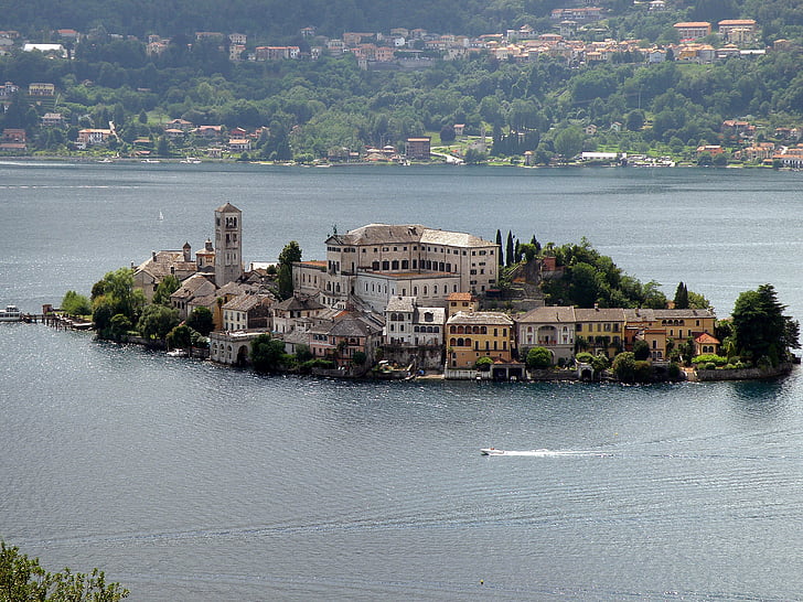 San Giulio centro, Italija, sala, pastatų, rūmai, pilis, Architektūra
