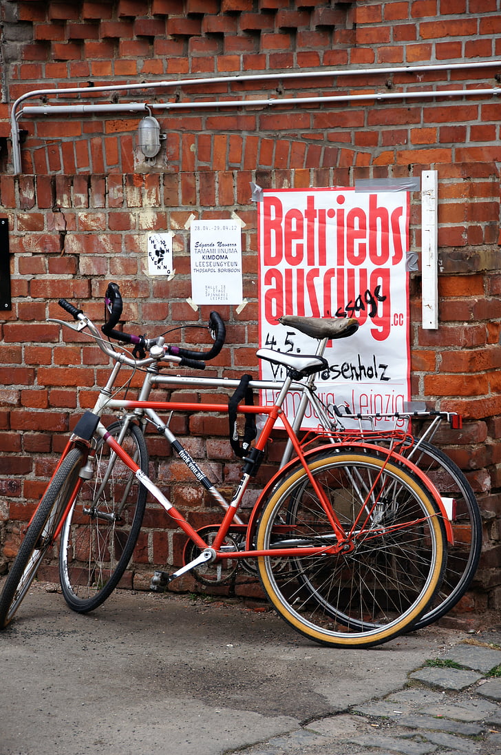fiets, Leipzig, baumwollspinnerei, fabriek, klinker
