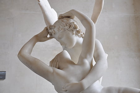 Amor ja Psykhe, Louvre, Pariisi, marmori, kansallisruoista, patsas