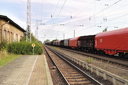 Güterzug, Bahngleise, Zug, Schienen, Transport, Güterwagen
