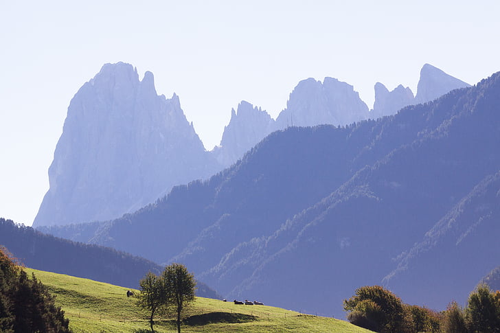 Dolomity, Itálie, Jižní Tyrolsko, krajina, Sassolungo, Hora, alpské