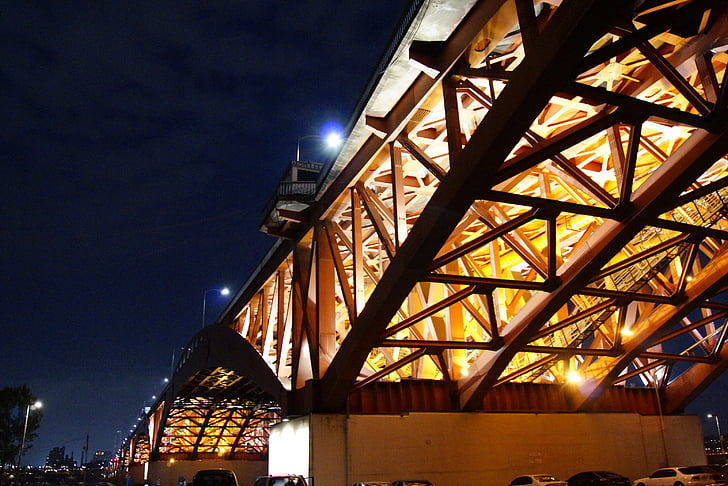 Pont, seongsan pont, resplendor, vista nocturna, Seül, riu han, arquitectura