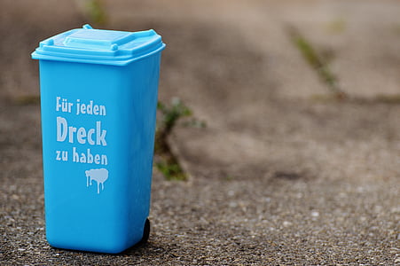 dustbin, funny, saying, ton, bucket, blue, garbage