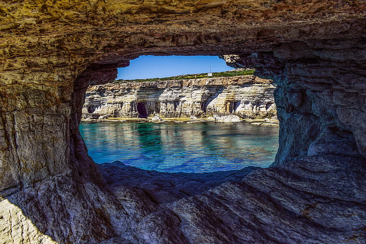 coves de mar, natura, geològic, formació, finestra, cova, Roca