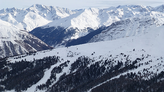 Italien, södra tyrol, rojental, fin platt, offpist skidåkning, vinter, snö