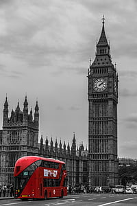 ลอนดอน, รถบัส, รถบัสสองชั้น, ฉากถนน, การจราจร, อังกฤษ, สหราชอาณาจักร