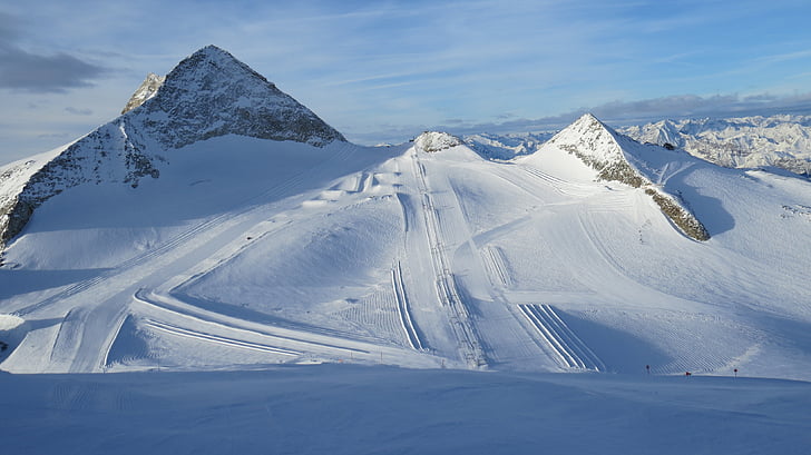빙하, 겨울 휴가, 스키, 티 롤, 알파인, hintertux, 오스트리아