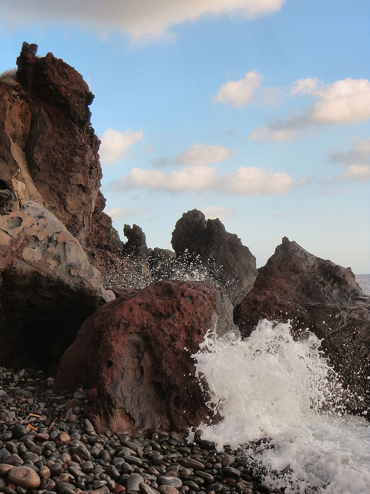 rocas, mar, Sicilia, Islas Eolias, salina, Playa, onda