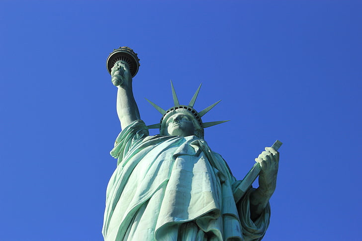Frihedsgudinden, fakkel, Amerika, vartegn, New york, statue, flammende fakkel