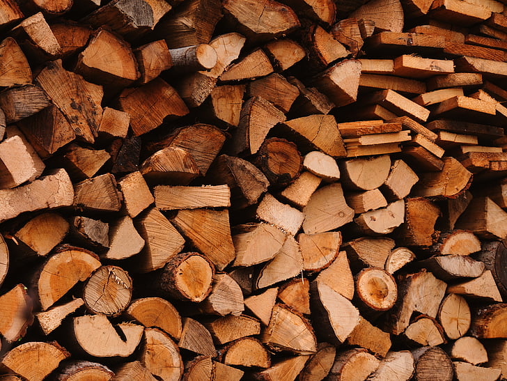 дървен материал, стволове, гора, структура, като, holzstapel