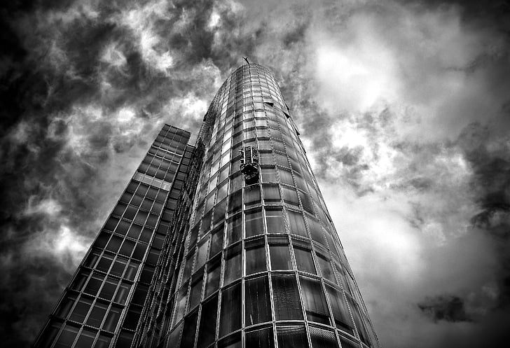 Architektur, Wolkenkratzer, Glas-Fassaden, moderne, Fassade, Gebäude, Düsseldorf