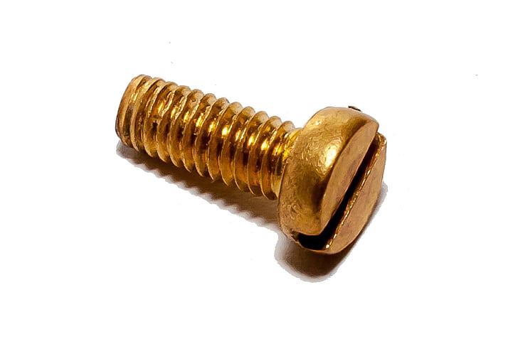 bolt, brass, gold coated, metal, screw