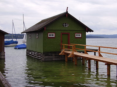 Boat house, Ammersee, vand, Web, Bayern, landskab, ferie