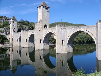 arches, france, french, architecture, cahors, river, history