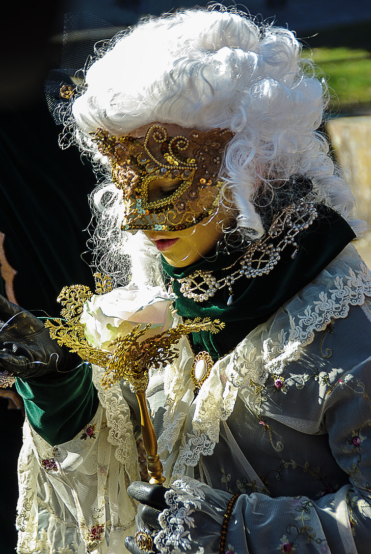 Karnaval, kostum, Schwäbisch hall, wanita, masker, Venesia, Venesia - Italia
