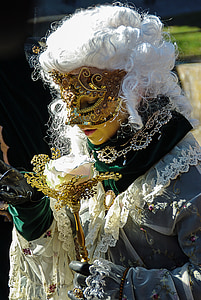 Karneval, kostým, Schwäbisch hall, žena, maska, Benátky, Benátky - Taliansko