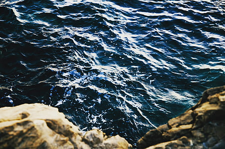 mavi, okyanus, yakın:, kahverengi, kaya, oluşumu, doğa
