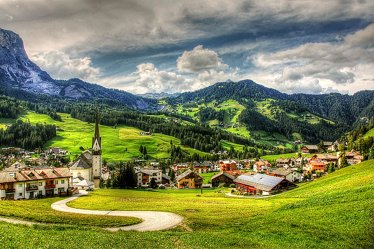 Dolomity, Alta badia, Příroda, Seznam světového dědictví UNESCO, Jižní Tyrolsko, mraky, Panorama