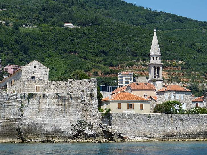 Budva, Černá Hora, balkánské, Jaderské moře, historicky, Středomořská, pobřeží