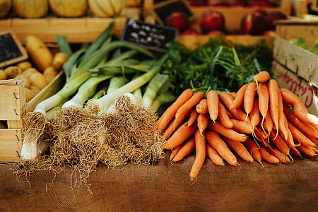 close, view, orange, carrots, white, green, vegetables