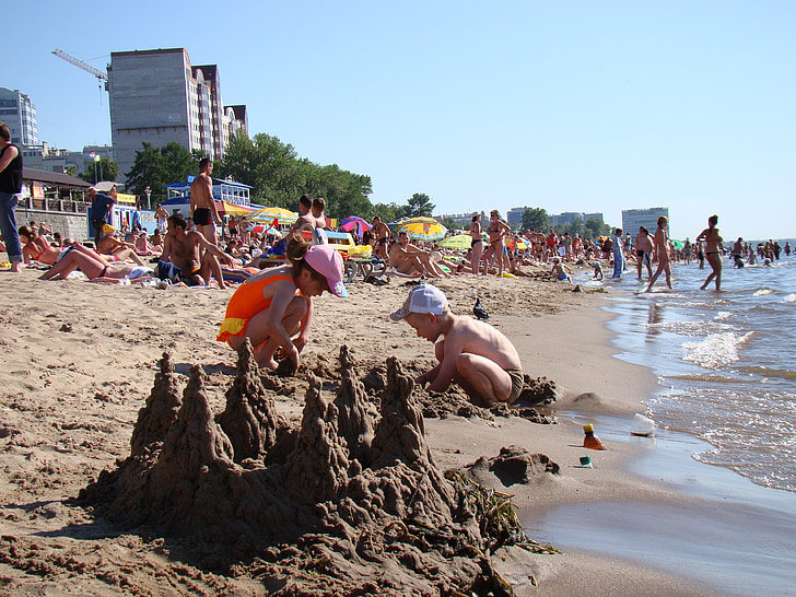River, Beach, lapset, Sand, peli, Aalto, aurinkoinen