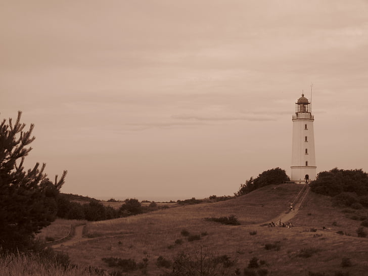 lighthouse, rügen, retro, sand, direction, beach, no people