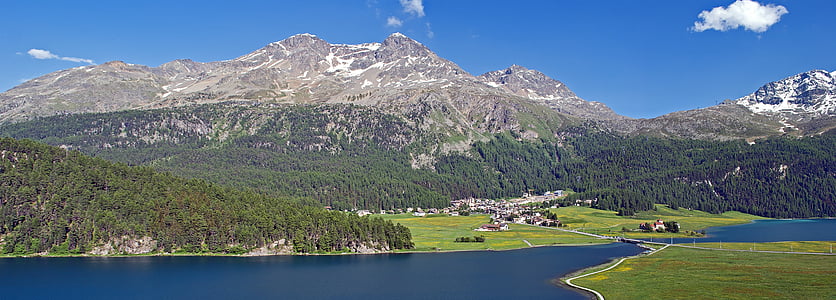 Hamlet, by, Village, Schweiz, søer, bjerge, naturskønne
