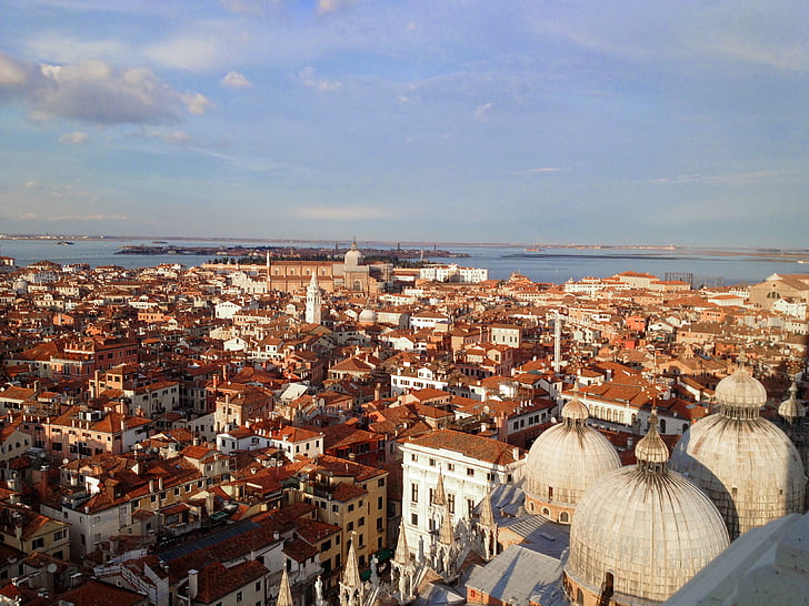 Venecia, paisaje, Laguna, edificios, casas, Basílica, de San Marcos