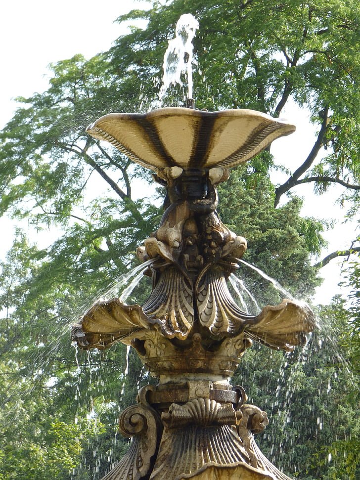fontána, Park, vody, zvyšok, letné, Relax