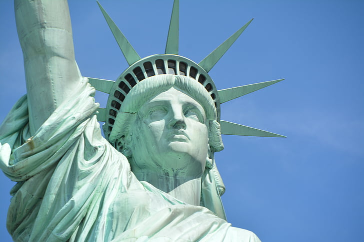 New york, Dom, chiudere, Statua della libertà, Statua, Liberty island, posto famoso