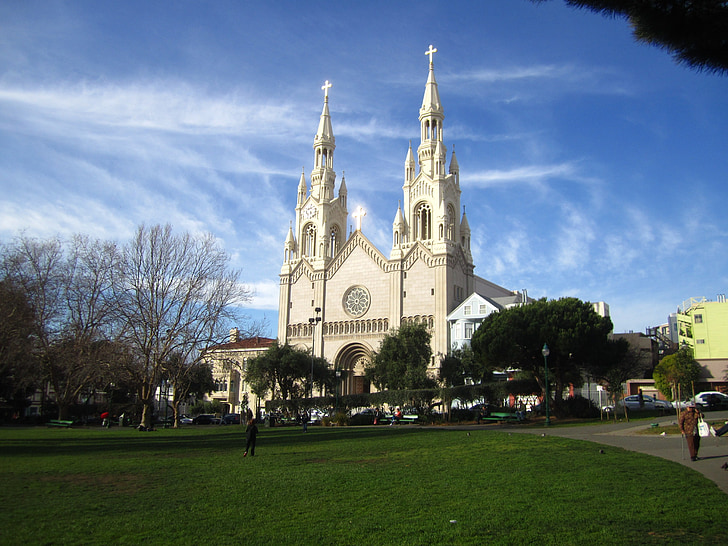 kyrkan, San francisco, helgonets peter och paul, Kalifornien, religion, tro, arkitektur