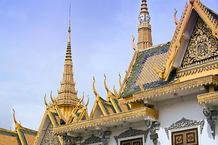 Královský palác, Phnompenh, Kambodža, Royal, zlato, budova, Asie