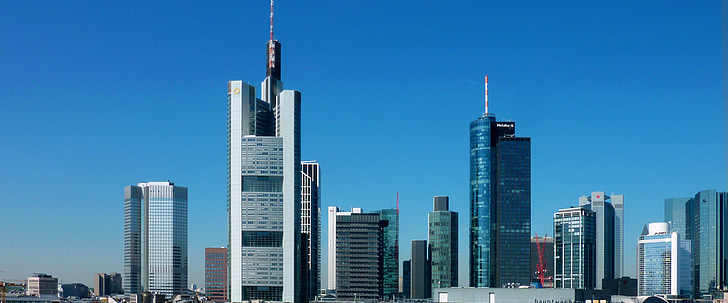 skyline, skyscraper, skyscrapers, architecture, frankfurt, building, modern