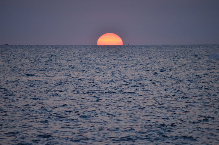 posta de sol, Mar, Àsia, l'aigua, superfície, horitzó, natura