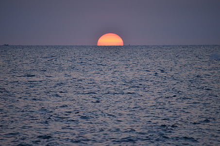 zonsondergang, zee, Azië, water, oppervlak, Horizon, natuur